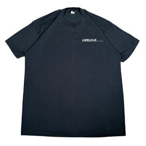 Vintage 90s Lifeline Double Sided Graphic T-Shirt Black Adult L Single Stich